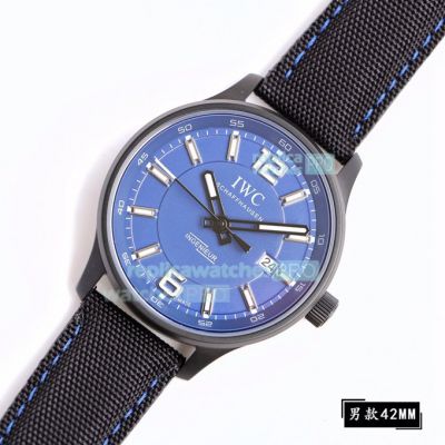 Copy IWC Ingenieur Blue Dial Black Case Watch 42MM